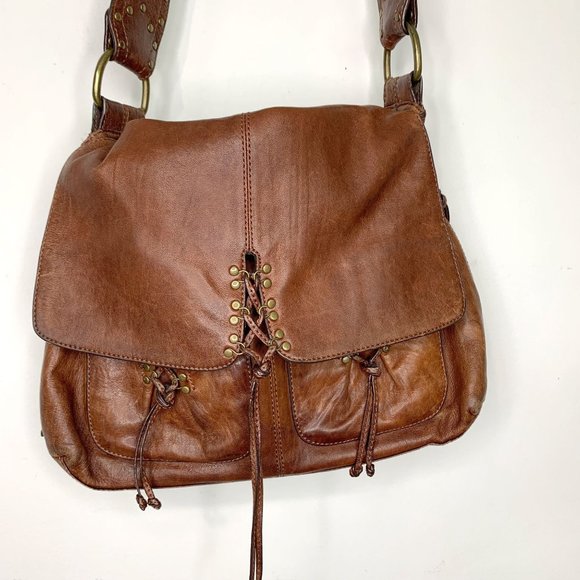 Kooba Handbags - KOOBA ANNIE Brown Leather‎ Lace Corset Messenger Bag OS